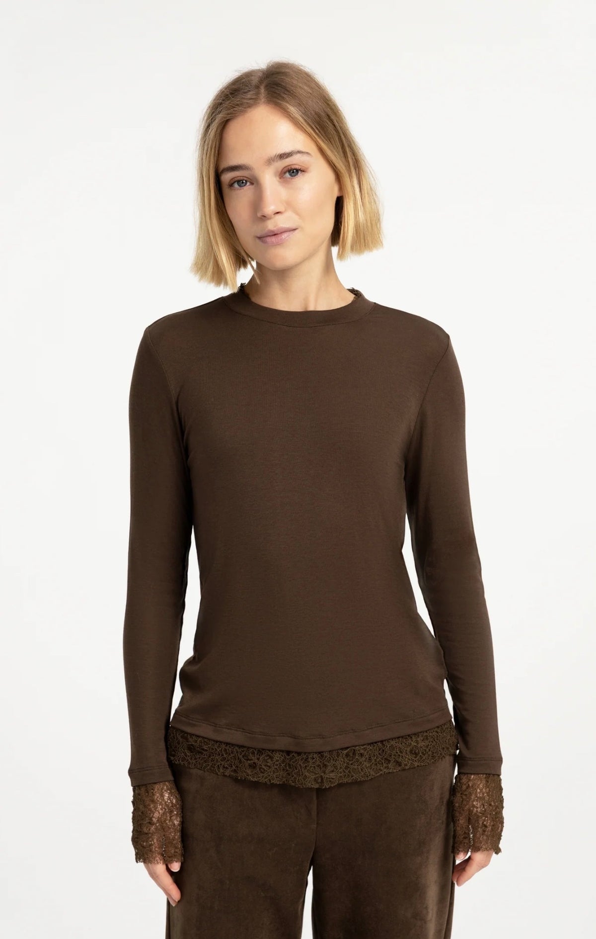 YaYa - Long sleeve jersey top with lace detail