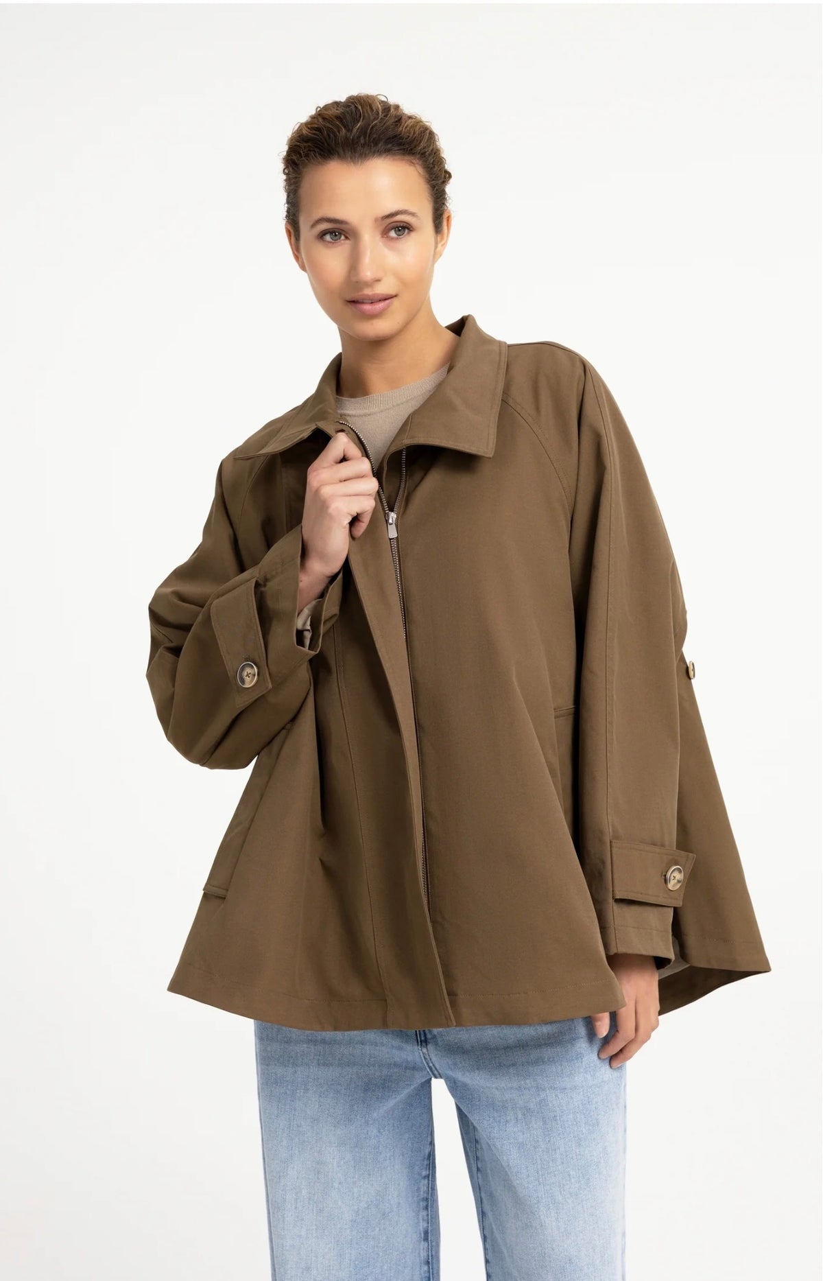 YAYA - A-line trench jacket with stand collar