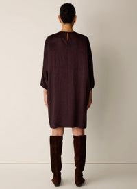 Eileen Fisher - Textured Satin Round Neck Dolman-Sleeve Dress