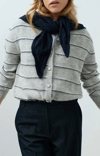 YaYa - Striped knitted cardigan with tie detail