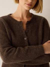 Eileen Fisher - Mohair Plush Mélange Crew Neck Cardigan