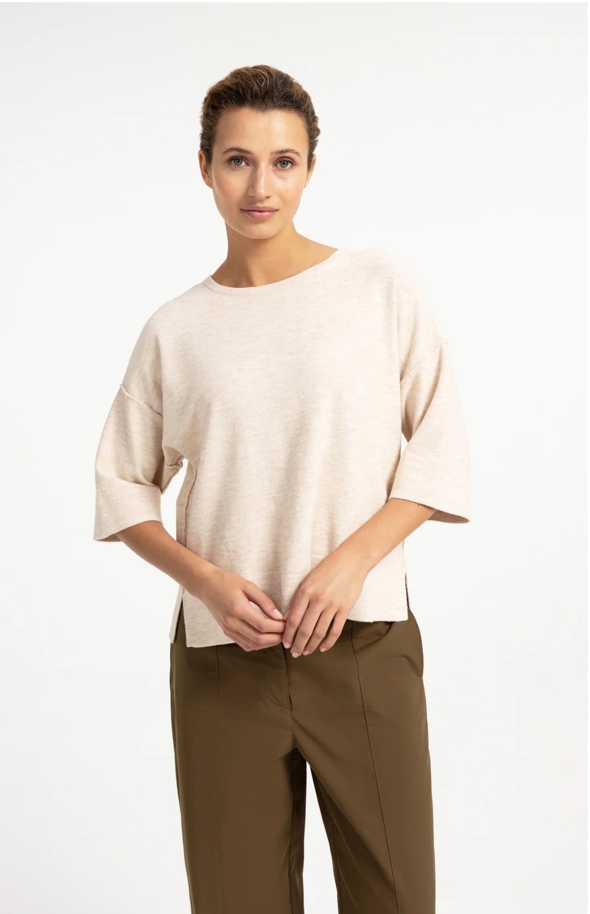 YAYA - Fine knitted oversized T-shirt with half-length sleeves