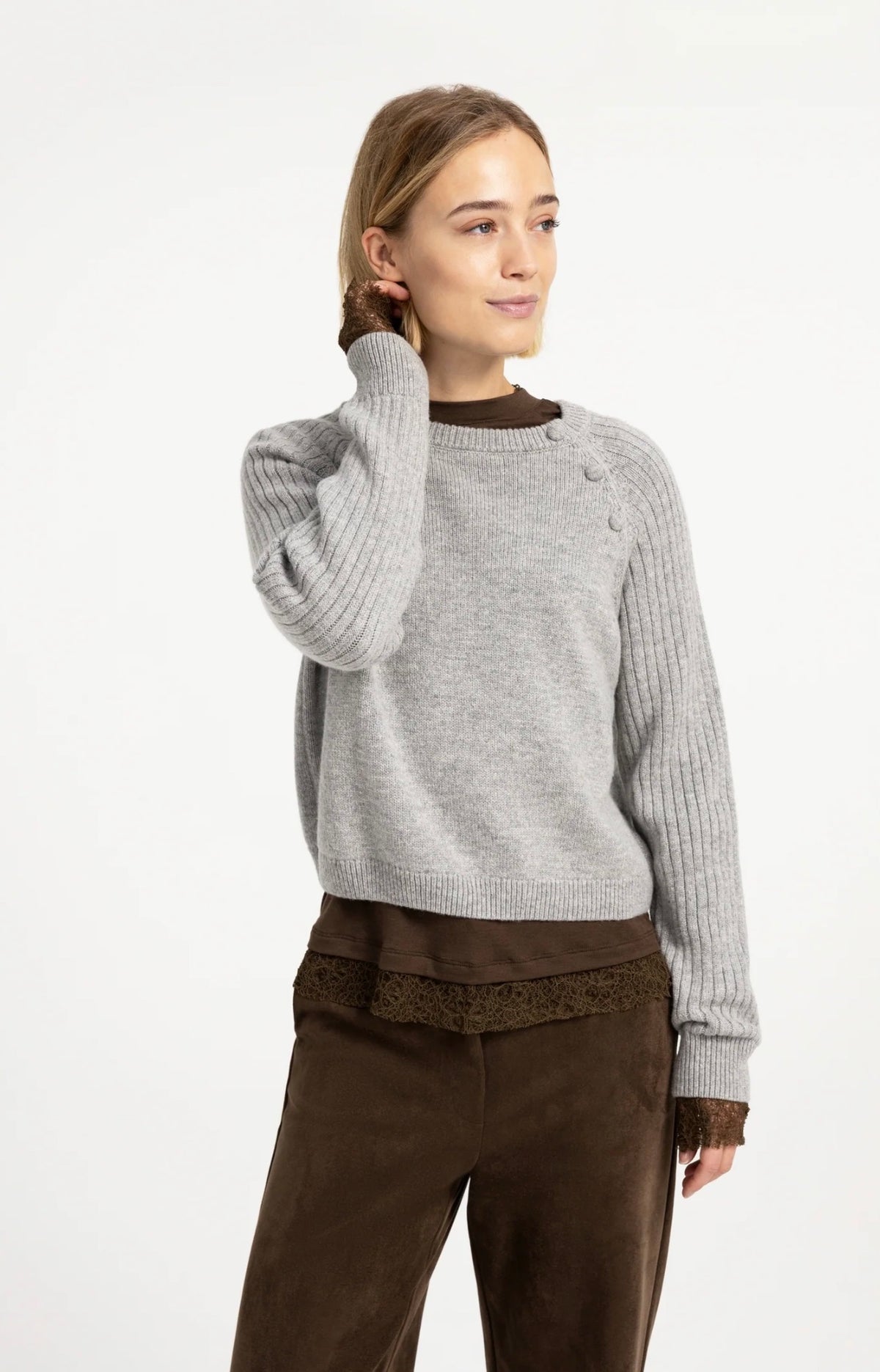 YaYa - Long sleeve jersey top with lace detail