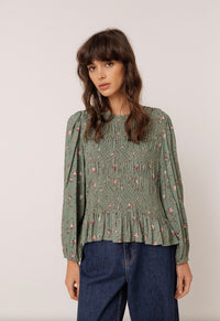 Indi & Cold - Floral Print Smocked Blouse