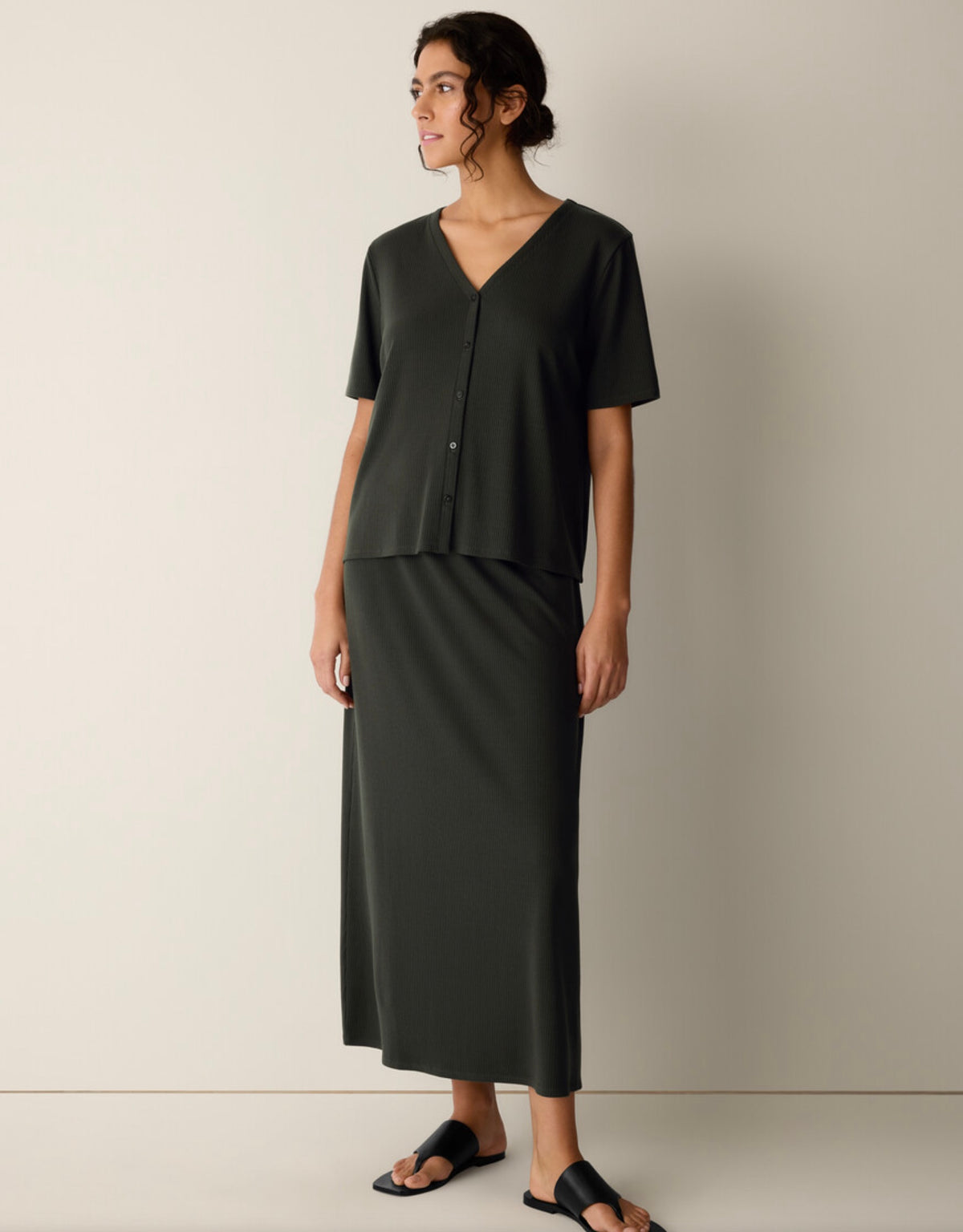 Eileen Fisher - Ribbed V Neck Top