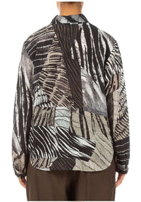 Grizas - Rounded Hem Wild Ink Textured Silk Shirt