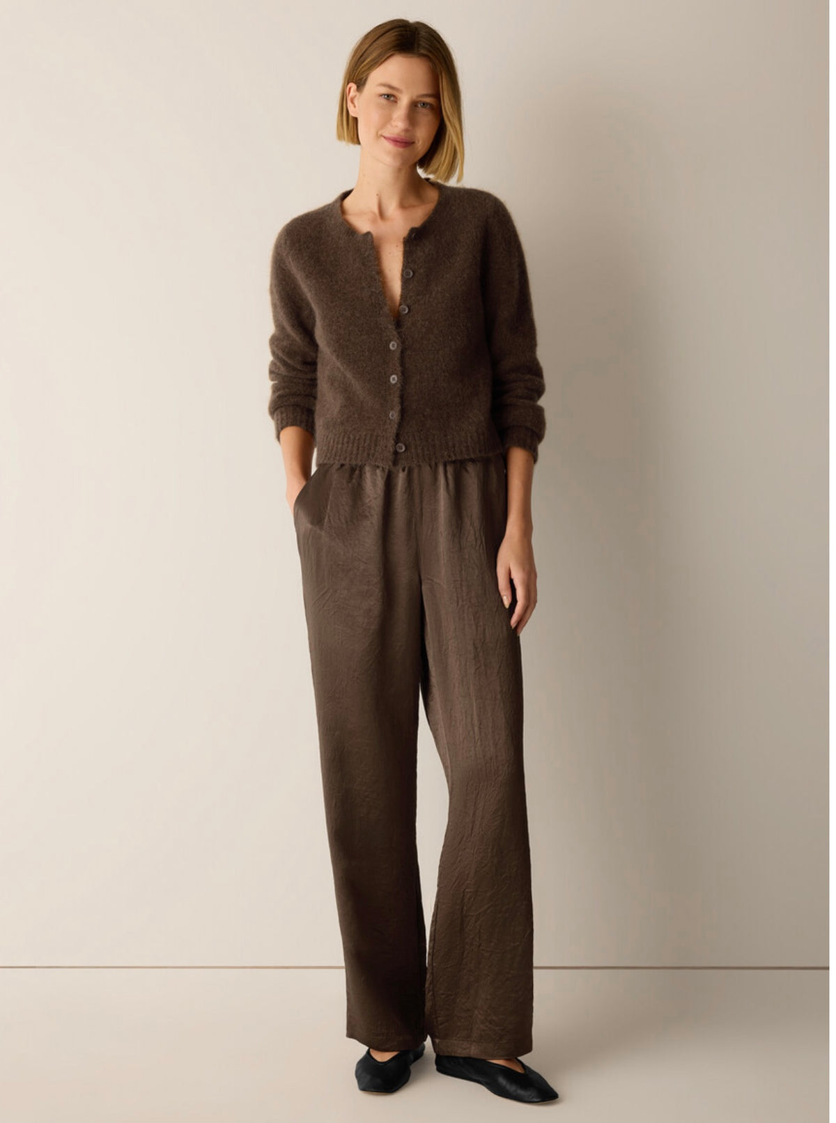 Eileen Fisher - Mohair Plush Mélange Crew Neck Cardigan