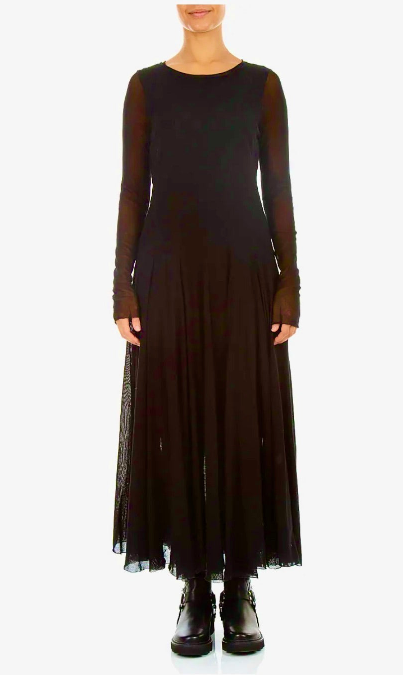 Grizas - Flowing Brown Mesh Soft Cotton Dress