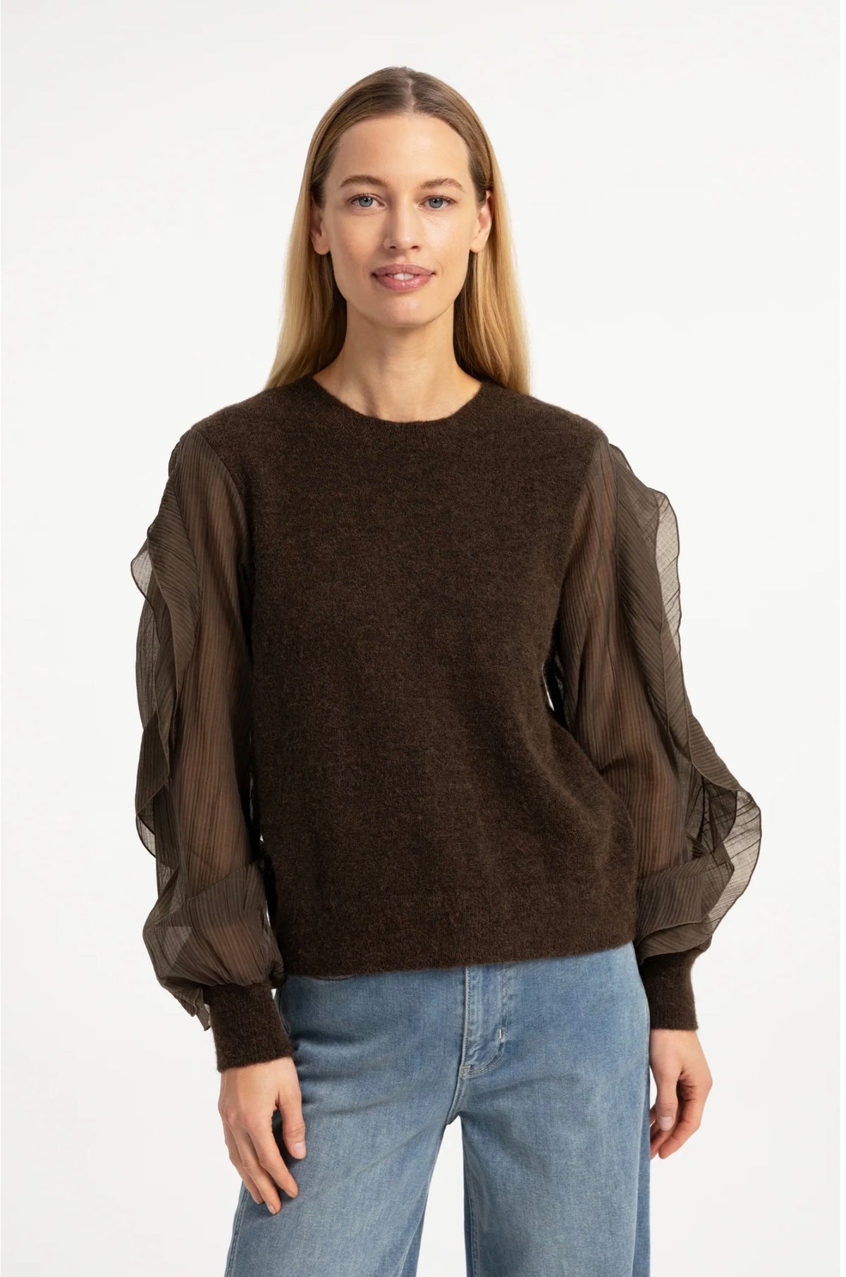 YaYa - Knitted sweater with ruffle sleeves