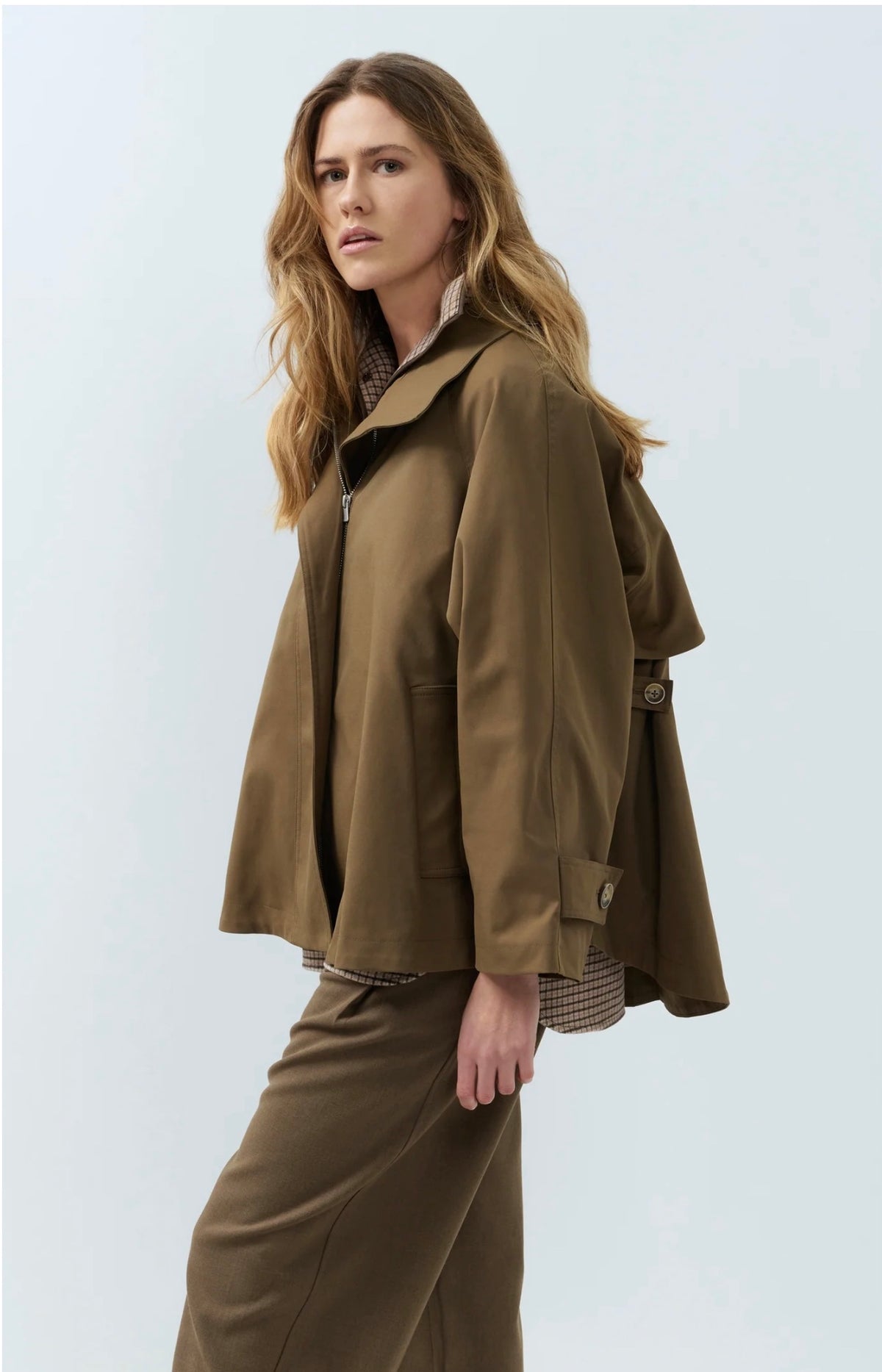 YAYA - A-line trench jacket with stand collar