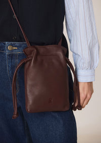 Indi & Cold - Mini Ruched Leather Bag in Eggplant