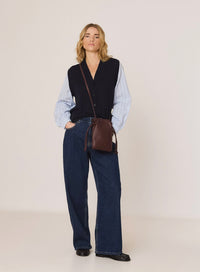 Indi & Cold - Mini Ruched Leather Bag in Eggplant