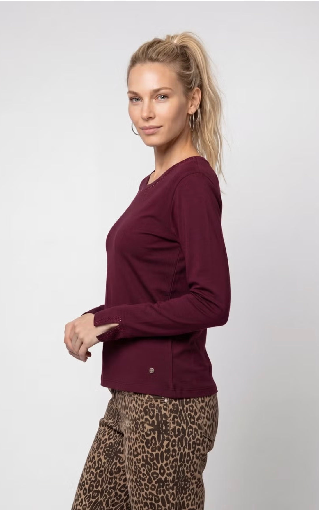 Monari - Long sleeve shirt with rhinestone details