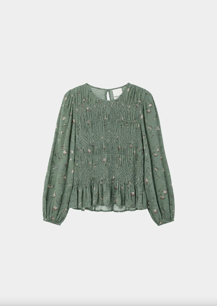 Indi & Cold - Floral Print Smocked Blouse