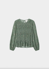 Indi & Cold - Floral Print Smocked Blouse