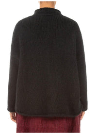 Grizas - Soft Collar Black Cashmere Wool Cardigan