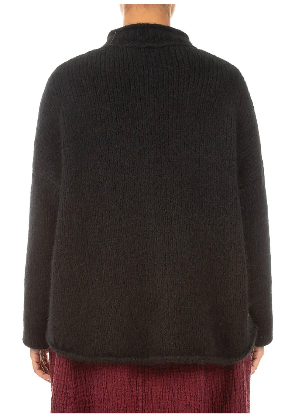 Grizas - Soft Collar Black Cashmere Wool Cardigan