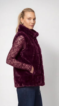 Monari -  Faux fur vest with stand-up collar