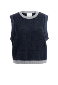 YaYa - Softed knit vest with contrast trim