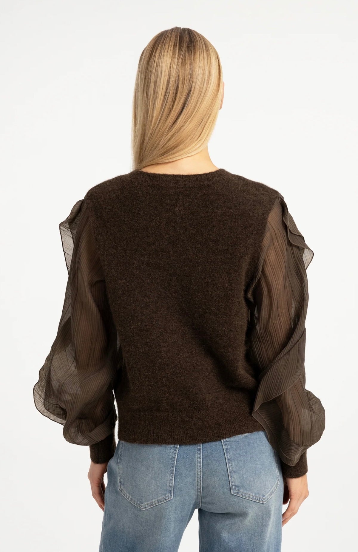 YaYa - Knitted sweater with ruffle sleeves
