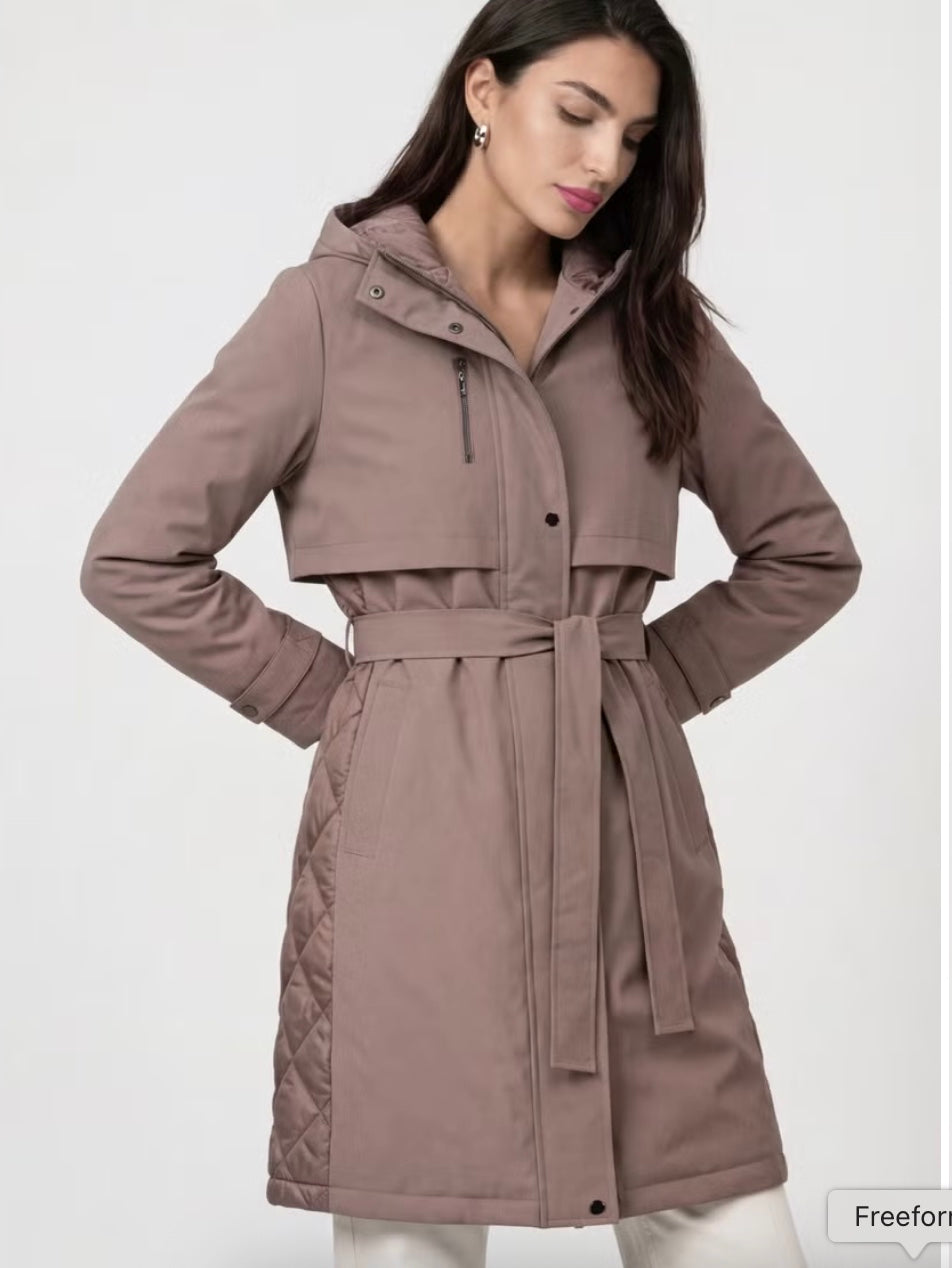 Monari - Coat with tie belt
