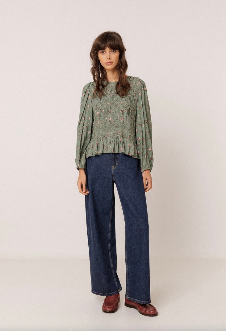 Indi & Cold - Floral Print Smocked Blouse