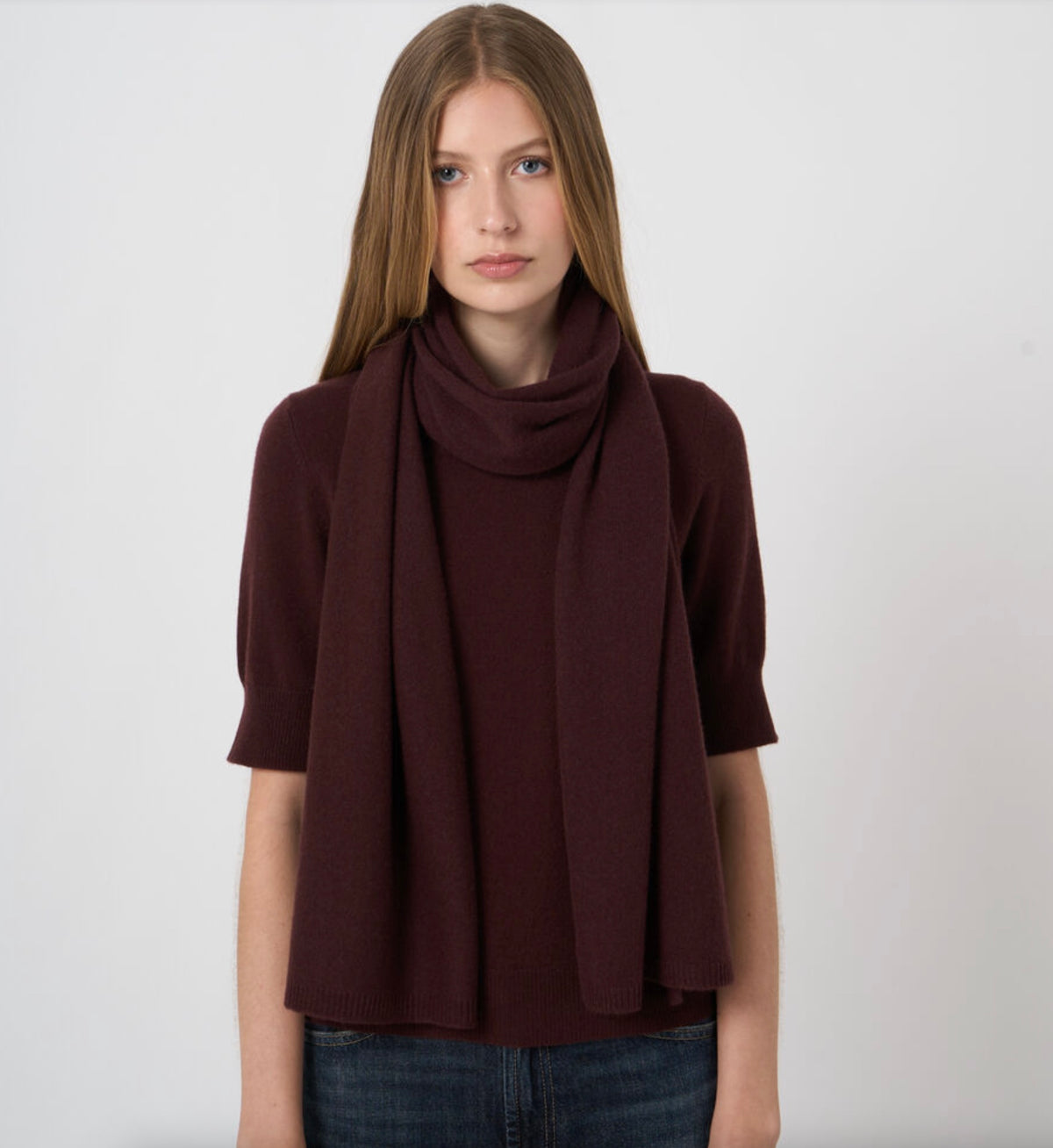 Repeat Cashmere -  Fine-Knit Cashmere Scarf with Ribbed Edges