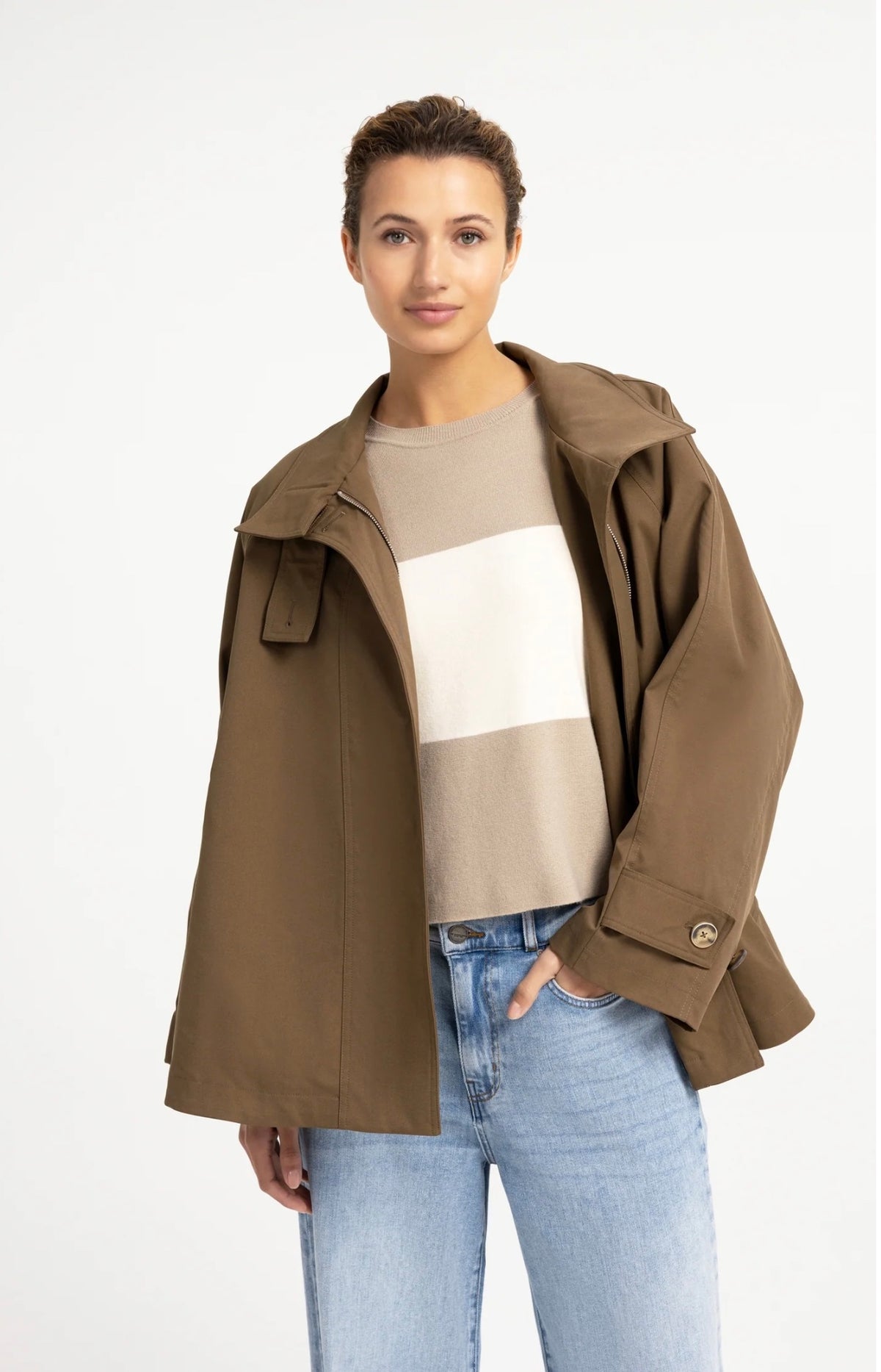 YAYA - A-line trench jacket with stand collar