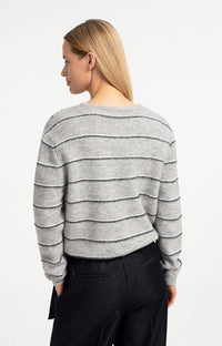 YaYa - Striped knitted cardigan with tie detail