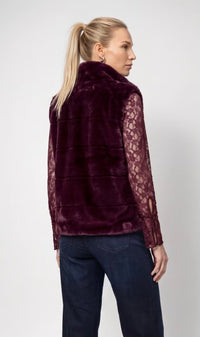 Monari -  Faux fur vest with stand-up collar