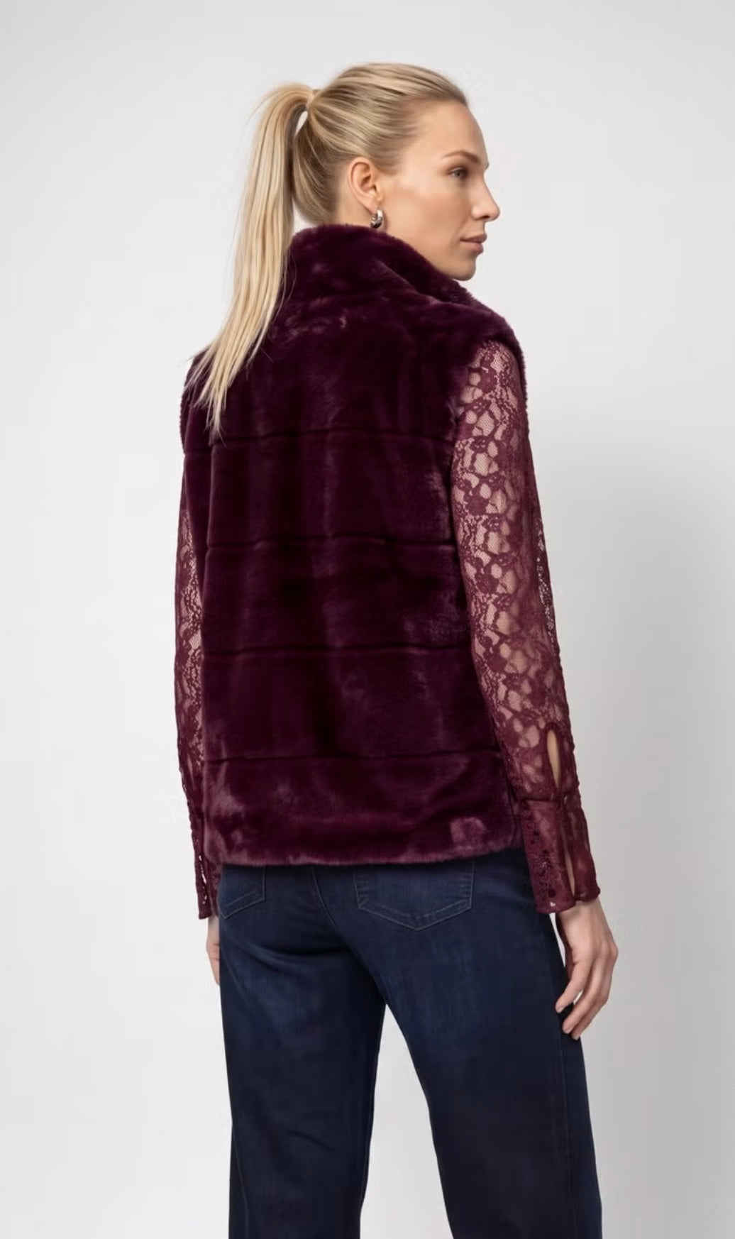 Monari -  Faux fur vest with stand-up collar
