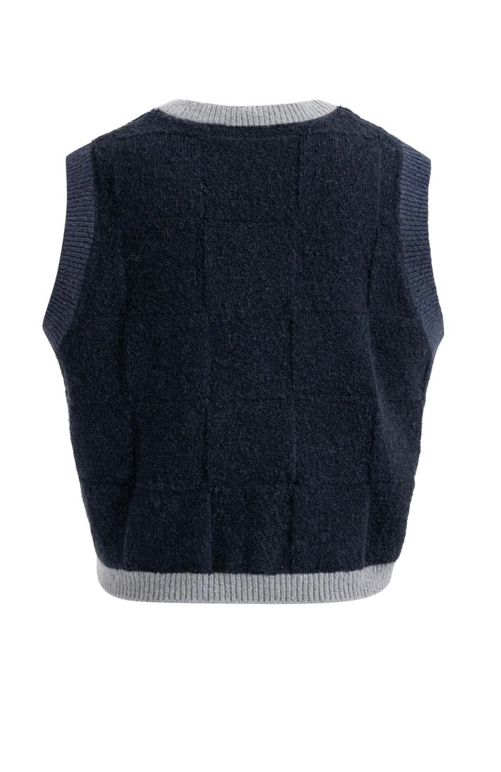 YaYa - Softed knit vest with contrast trim