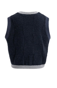 YaYa - Softed knit vest with contrast trim