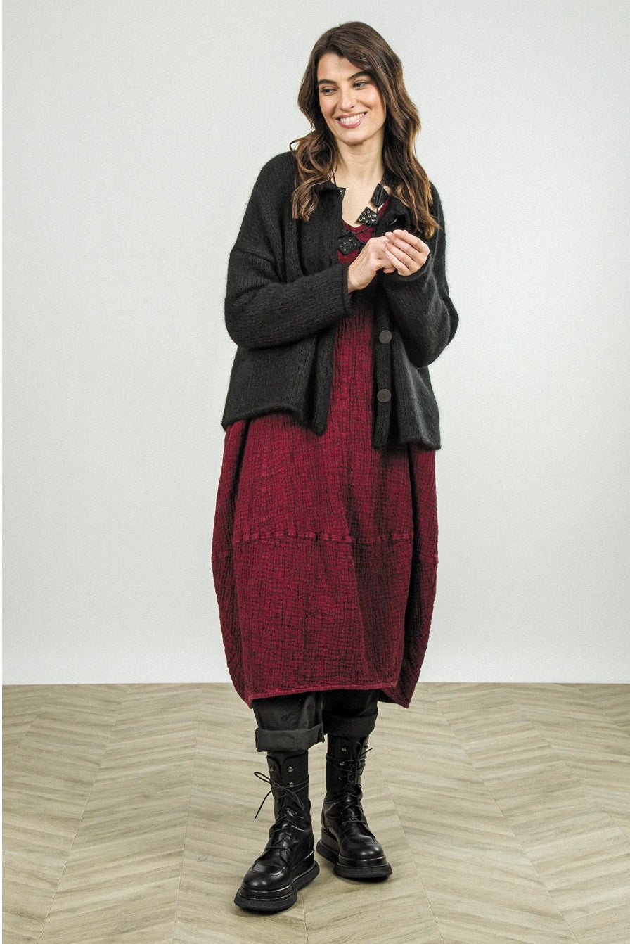 Grizas - Soft Collar Black Cashmere Wool Cardigan