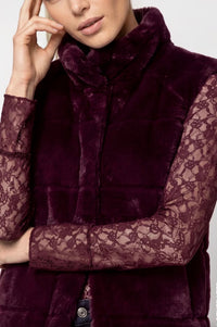 Monari -  Faux fur vest with stand-up collar