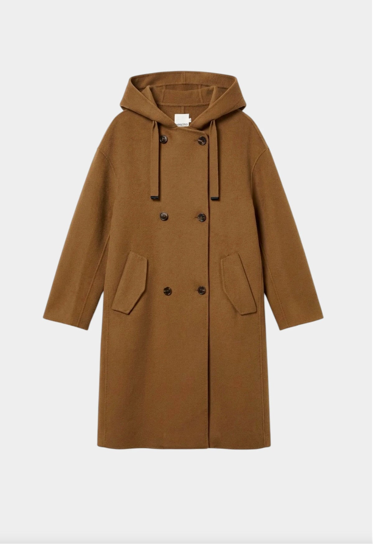 Indi & Cold - 100% wool Hooded Coat in Camel