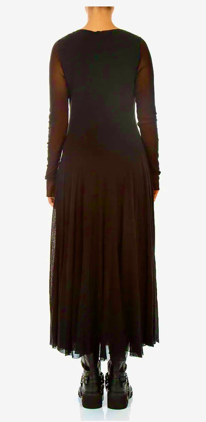 Grizas - Flowing Brown Mesh Soft Cotton Dress