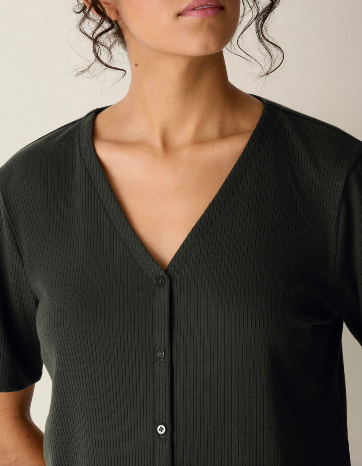 Eileen Fisher - Ribbed V Neck Top