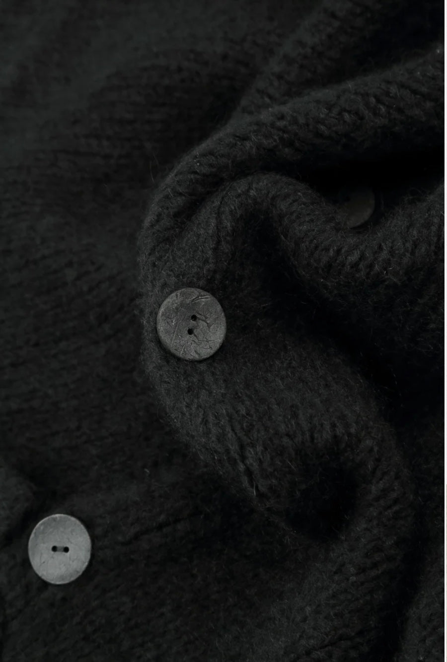 Grizas - Soft Collar Black Cashmere Wool Cardigan