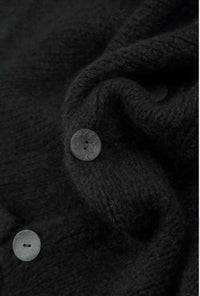 Grizas - Soft Collar Black Cashmere Wool Cardigan